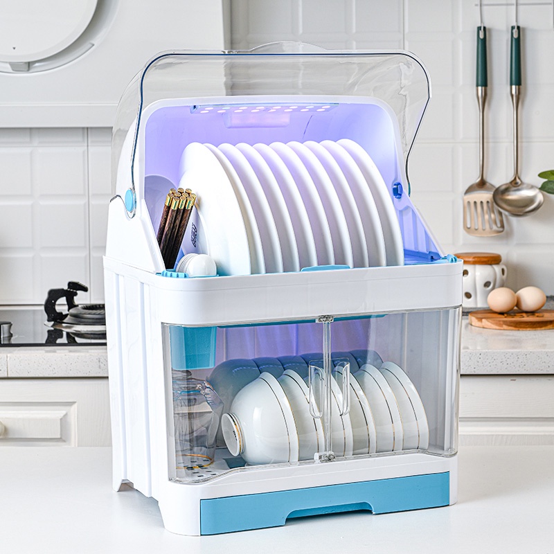 2Layer Dish Rack With Cover Kitchen Dish Rack Drainer Dish Organizer