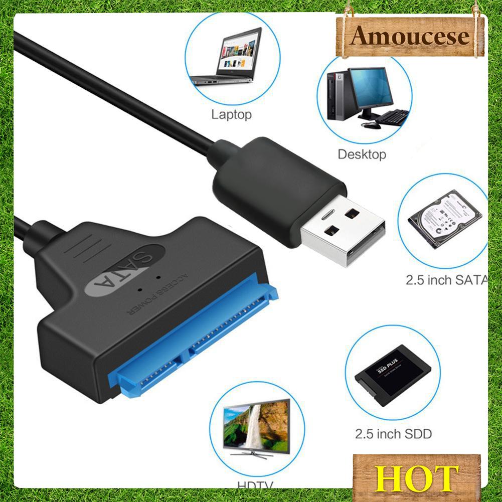 USB 2.0 To SATA 22 Pin 2.5 Inch Hard Disk Drive SSD Adapter Connector ...