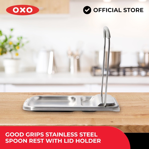OXO Houseware Good Grips Stainless Steel Spoon Rest with Lid Holder