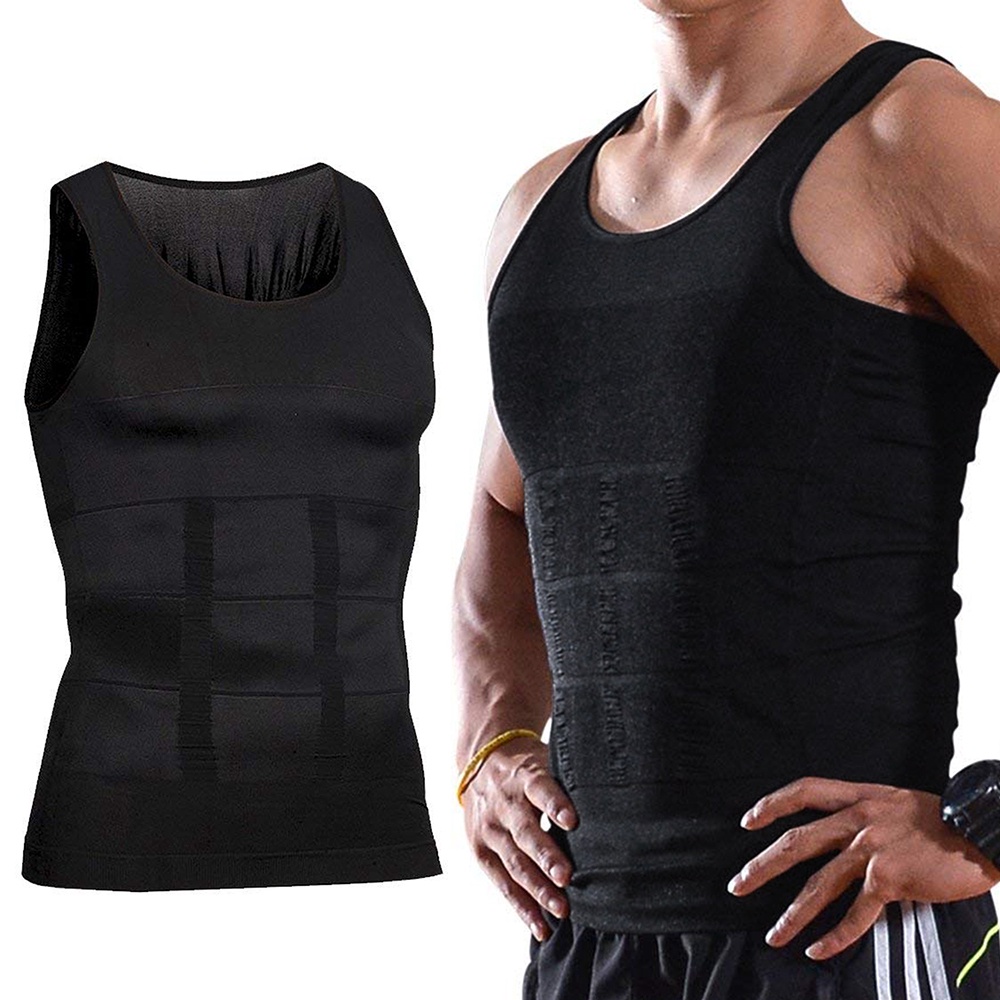 ✷△♙Body Slimming Shaper For Men Chest Compression Vest Top Black Mens  Shapewear