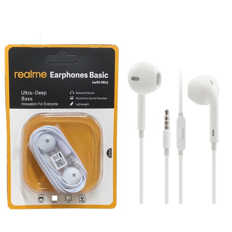 COD 3.5mm Original realme earphones earphone headset headphone with microphone for Android