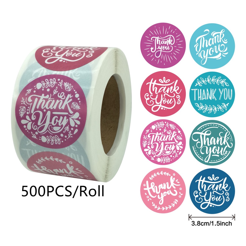 500pcs Round Pink paper label sticker thank you sticker scrapbook 1.5 ...