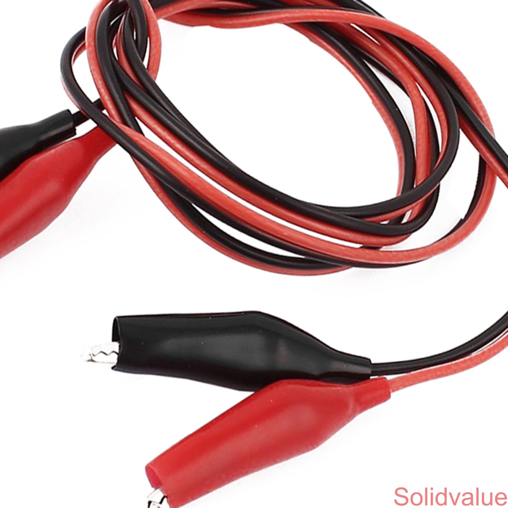 1 Meter Red Black Double Ends 4 Clips Test Lead Jumper Wire Spring ...