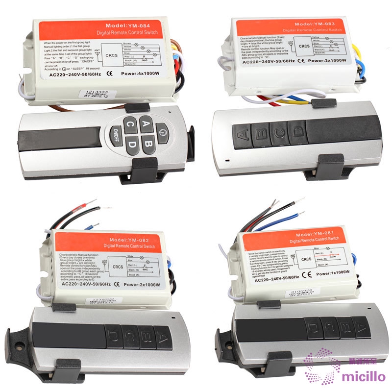 1/2/3/4 Ways ON/OFF 220V Wireless Remote Control Switch Digital ...
