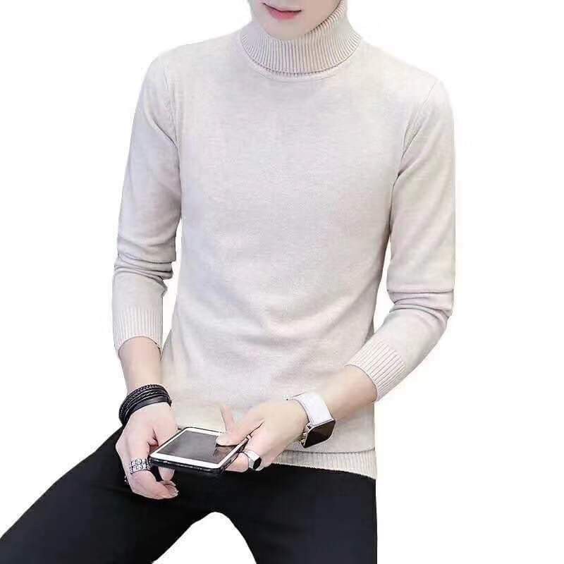 FASHION - White Fur Cuff Long Sleeve Slim Fitted Turtleneck