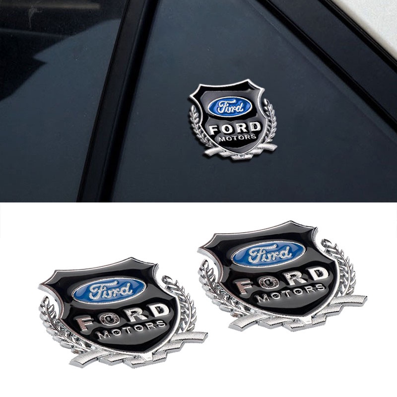 （FT）Car Styling 2PCS 3D Metal Sticker Ford Silver Logo Focus Fiesta ...