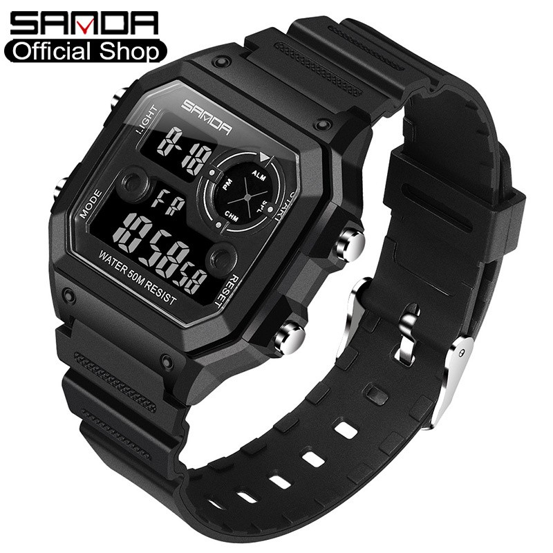 SANDA Brand Men Sports Waterproof Watches Digital Fashion