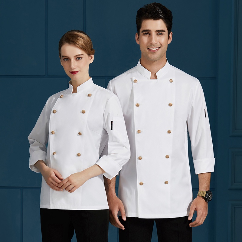 Men Women Double Breasted Chef's Uniform Kitchen Bakery Ho Chef Jacket ...