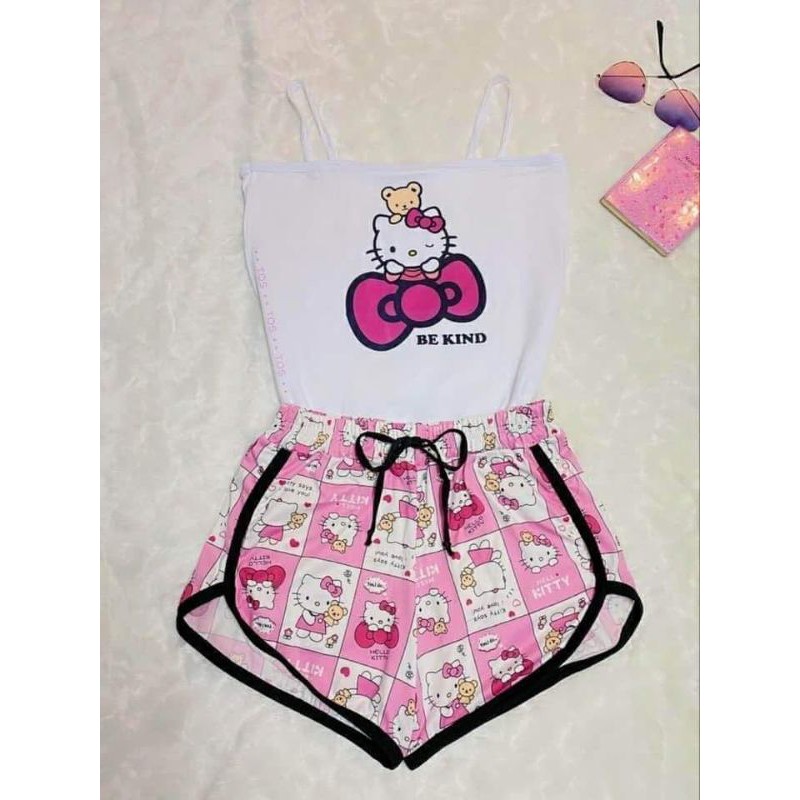 HELLO KITTY CANNA TANK DOLPHIN SHORT TERNO / HELLO KITTY SANDO TANK ...