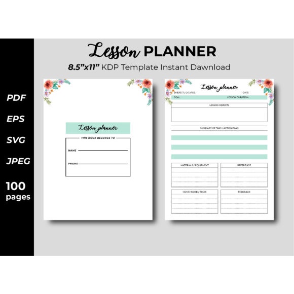 Teacher Lesson Plan Floral Design PDF Printable Planner | Shopee ...