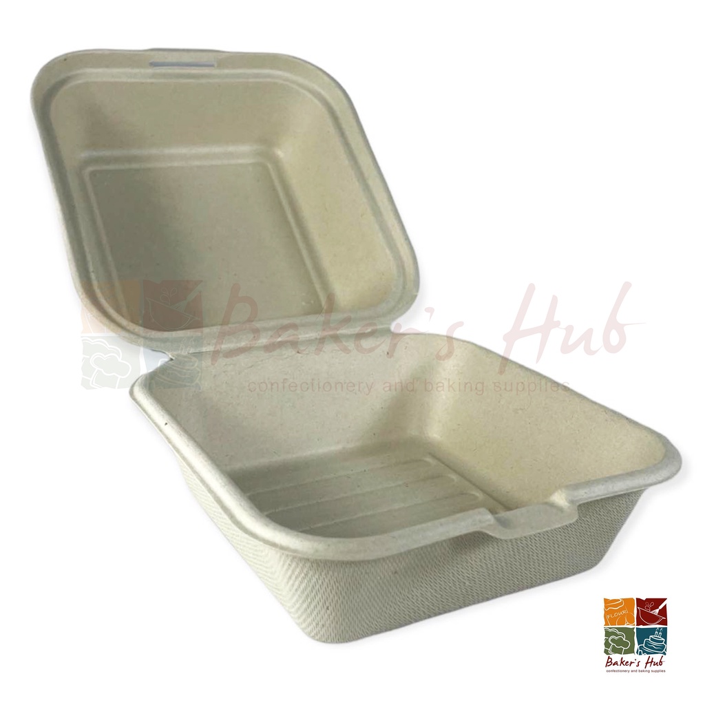 Sugarcane Bagasse Eco Friendly Clamshell Hamburger Box 450ml 10 Pieces ...