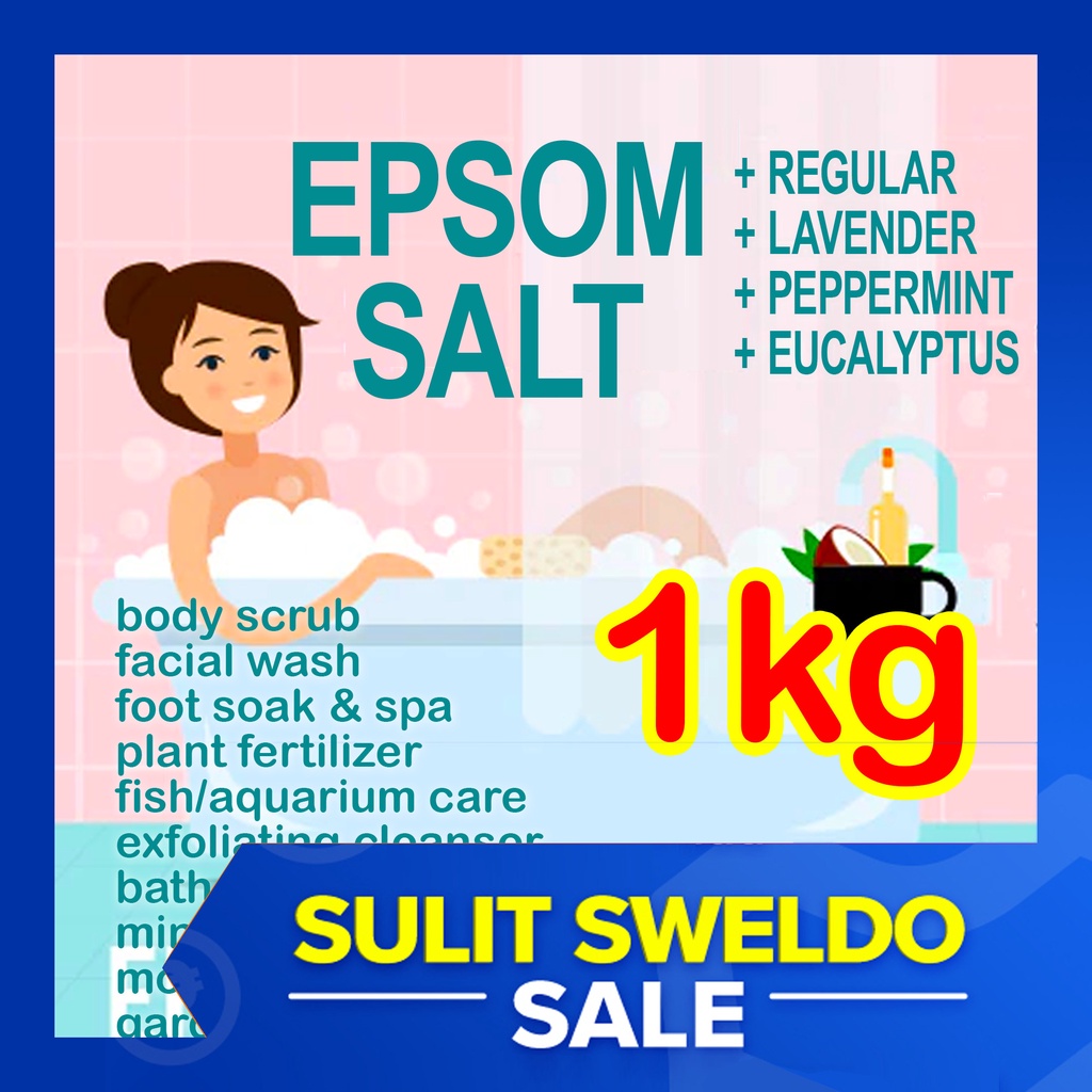 1kg EPSOM SALT for BODY SCRUB Lavender Peppermint Eucalyptus Foot Spa