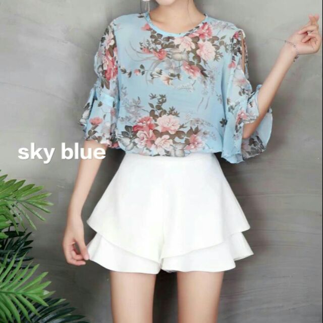 floral roun neck 3/4 (tpos) | Shopee Philippines