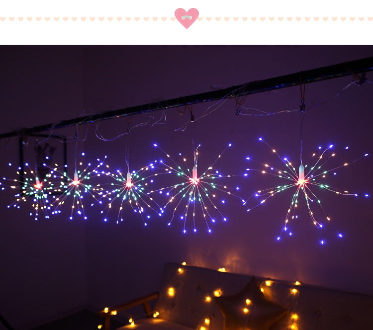 Hanging Starburst String Light Firework Copper Fairy Garland Christmas ...