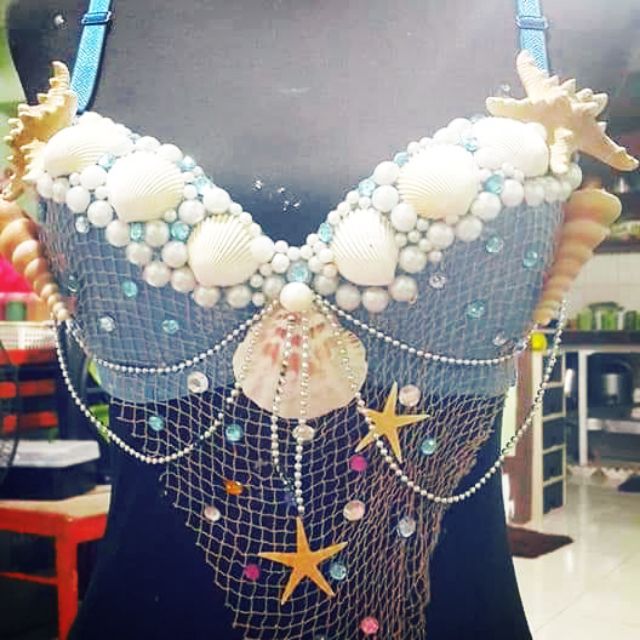 Mermaid Bra - blue with pearl