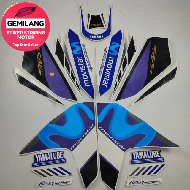 PUTIH Striping Decal Polet Sticker yamaha vixion 150 r 2013 2014 ...