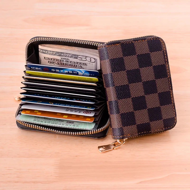 Credit Card Wallet Card Holder Wallet Women Men atm ID Card Case Coin Purse Leather Zip Wallets