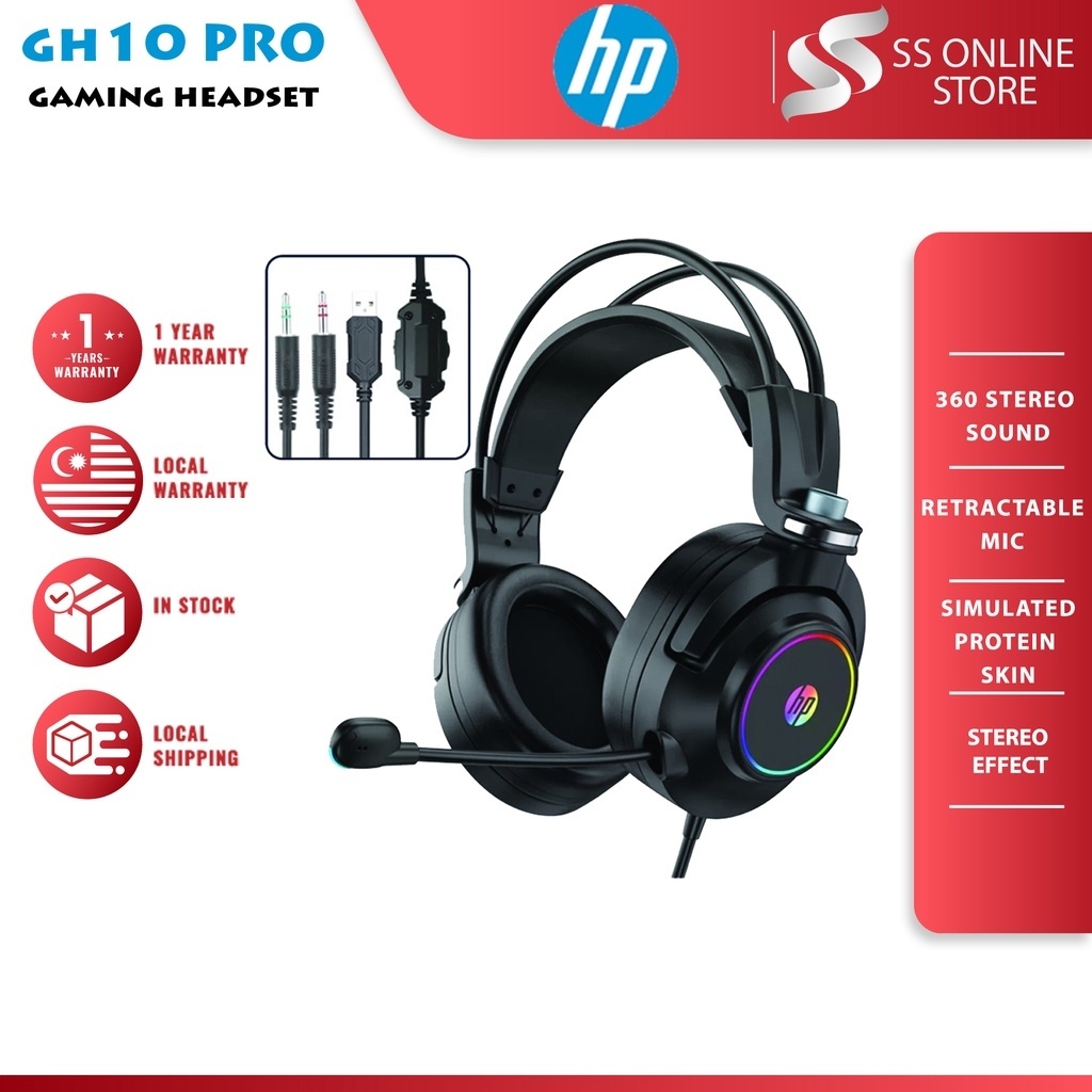 HP GH10 PRO Headphone Gaming Headset Lighting Effect Earphone Gaming ...