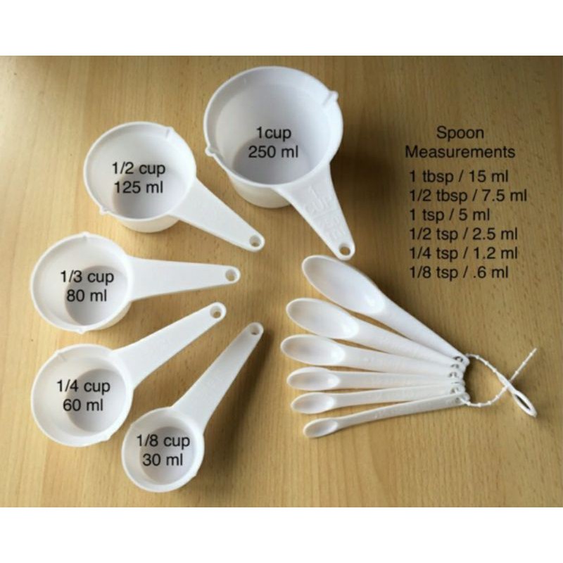 10pcs/set Plastic Black Measuring Cups & Spoons With Scale,  1.25ml/2.5ml/5ml/7.5ml/15ml/30ml/60ml/80ml/150ml/250ml For Cooking,  Household, Outdoor Travel, Etc.
