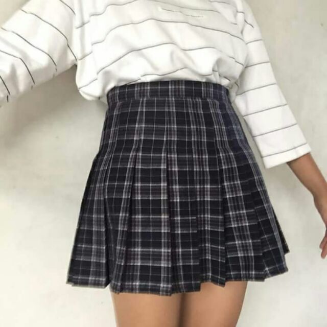 Black checkered 2025 tennis skirt