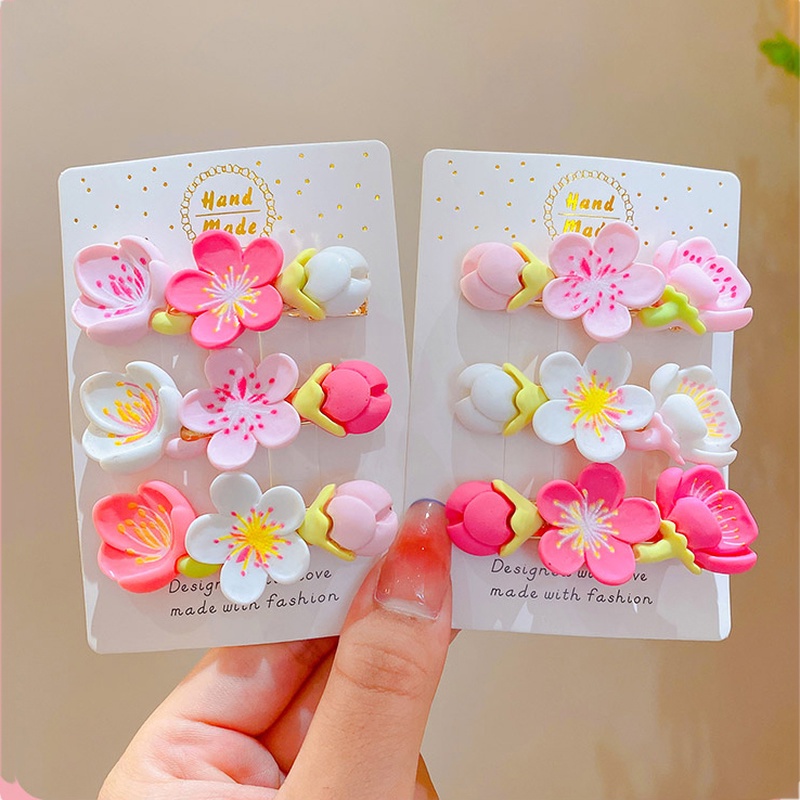 Girl Peach Hair Clip Cherry Blossom Hairpin Pink Bangs Clip Hair