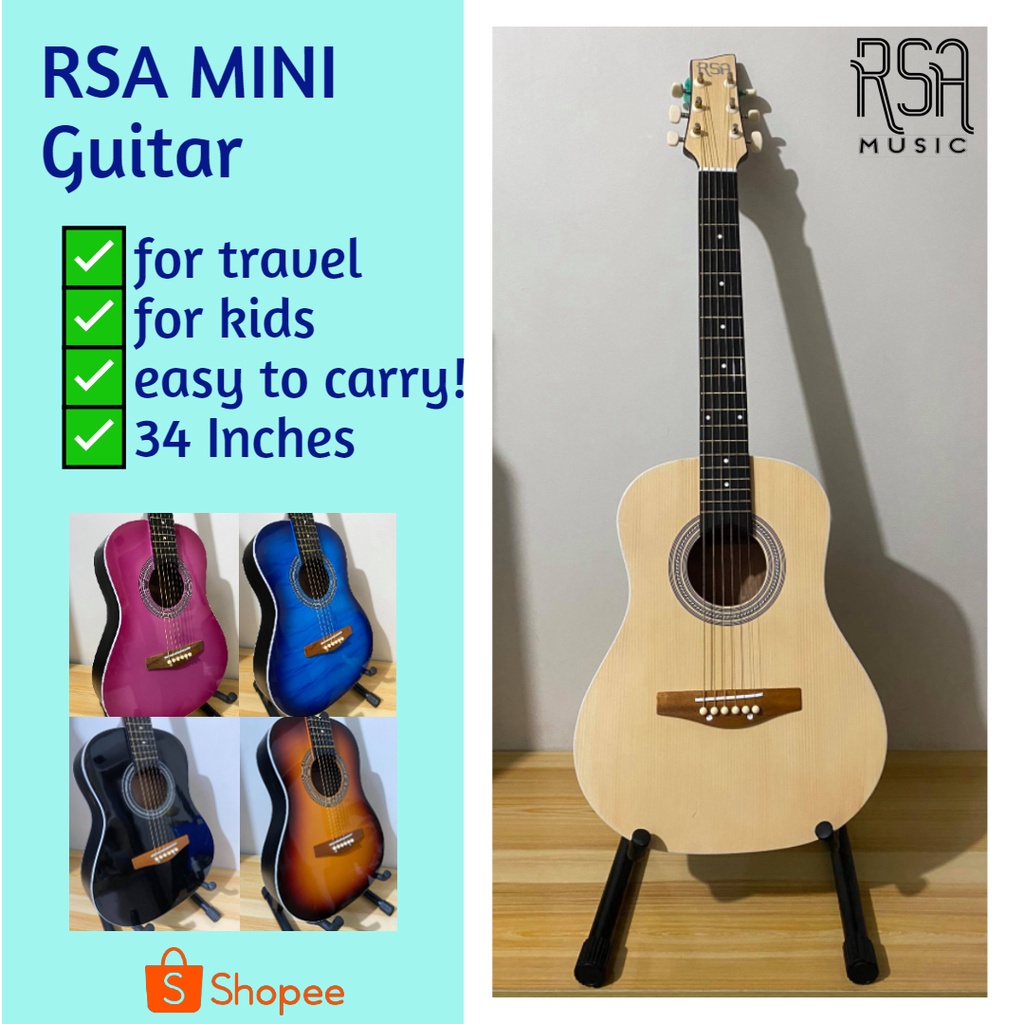 RSA Mini Acoustic Guitar Low Action High Quality 34 inches for Kids or Adult Shopee Philippines