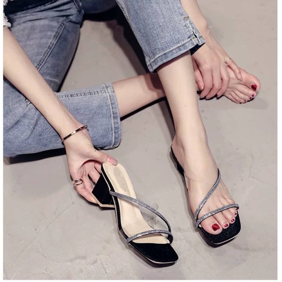 Glitter diamond Block heels joyo sandals heel #2022 | Shopee Philippines