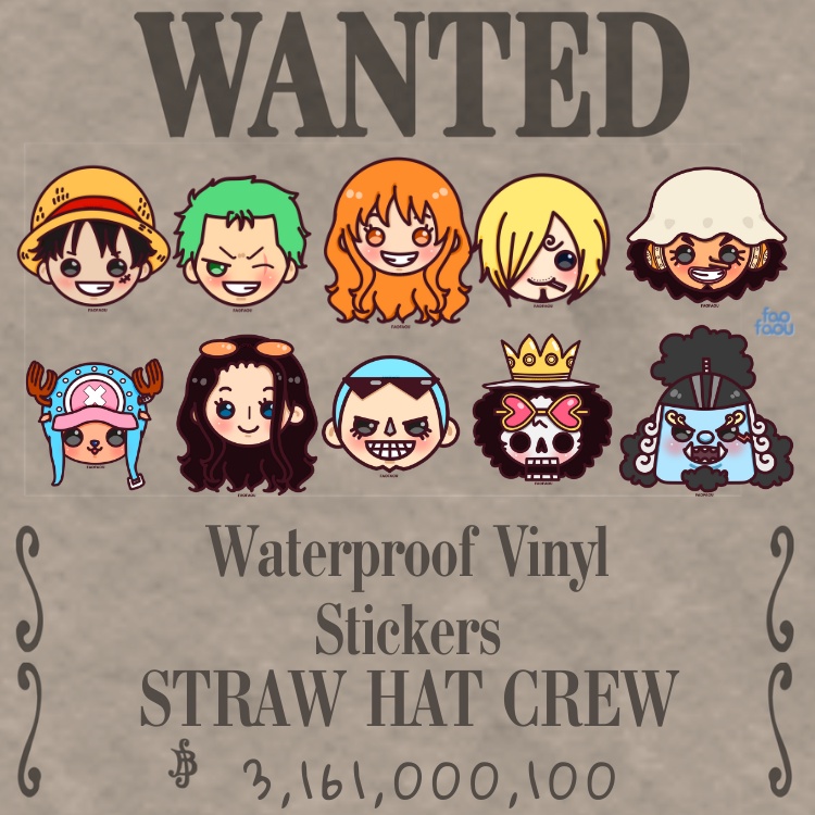 [STICKERS] ONE PIECE STRAW HAT PIRATES CHIBI STICKERS | Shopee Philippines