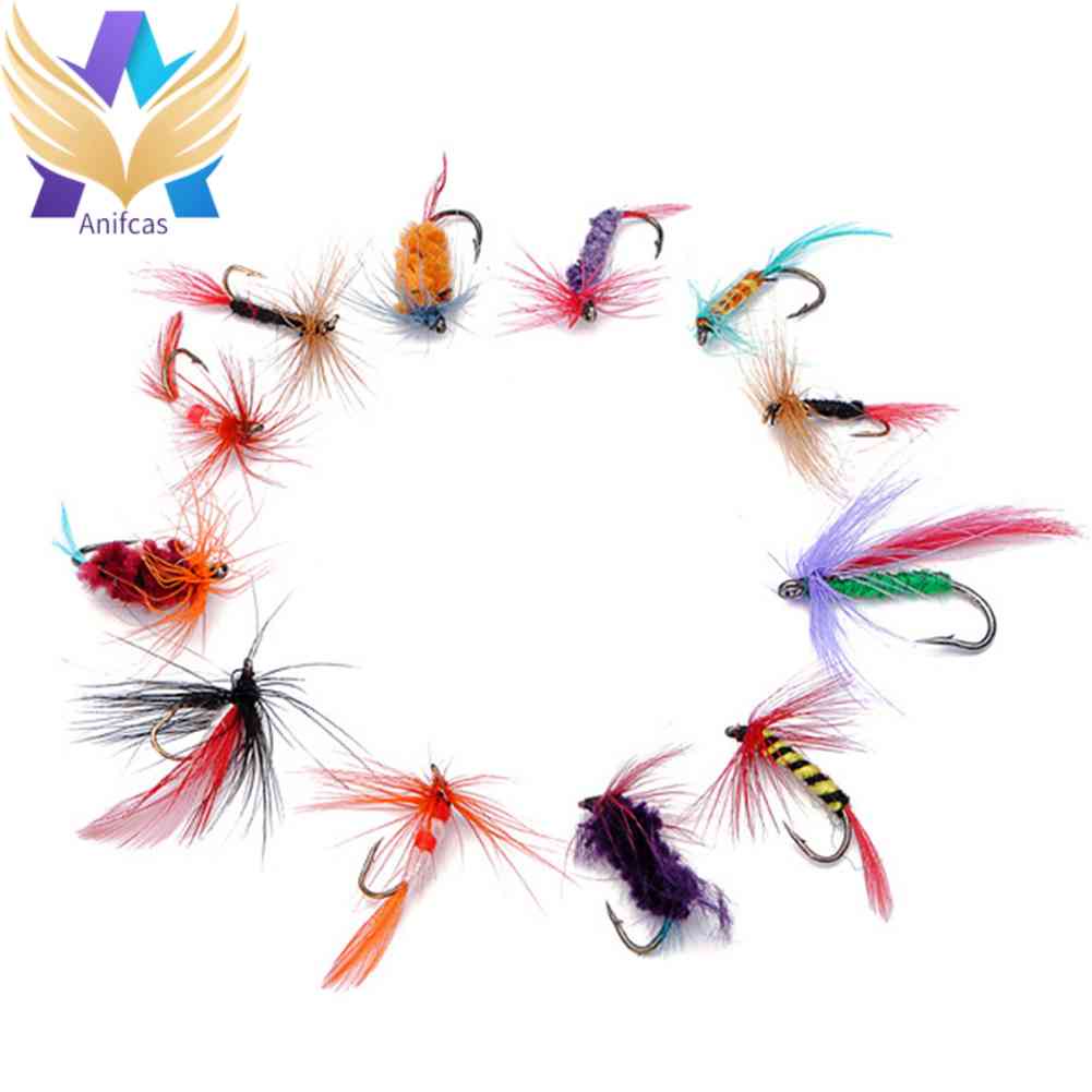 12pcs Fly Fishing Lure Set Style Insect Artificial Bait Feather Single ...
