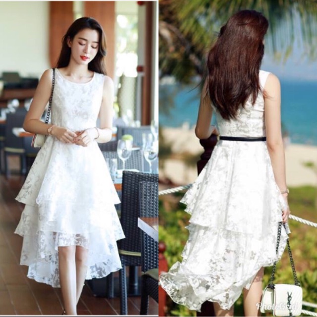 Long back sale white dress