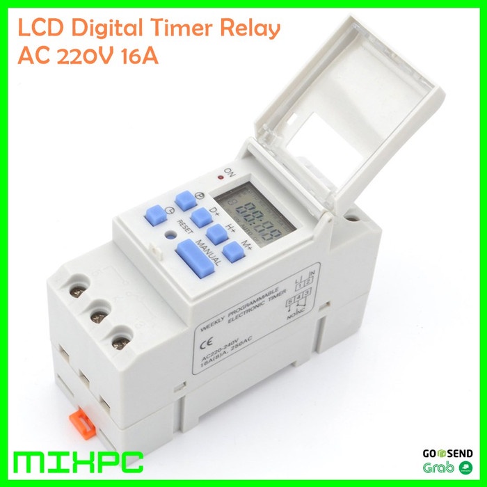 Digital Timer AC 220V 16A LCD Power Programmable DIN Time Switch Relay ...