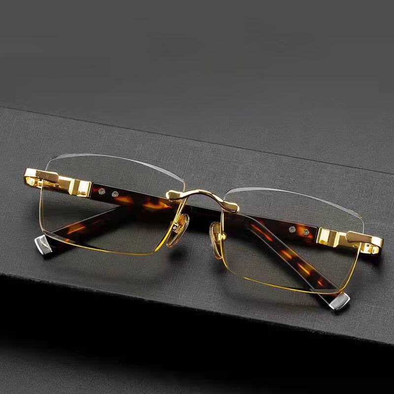PTQ Reading Glasses Crystal Stone Eyewear Selected Men's Natural ...