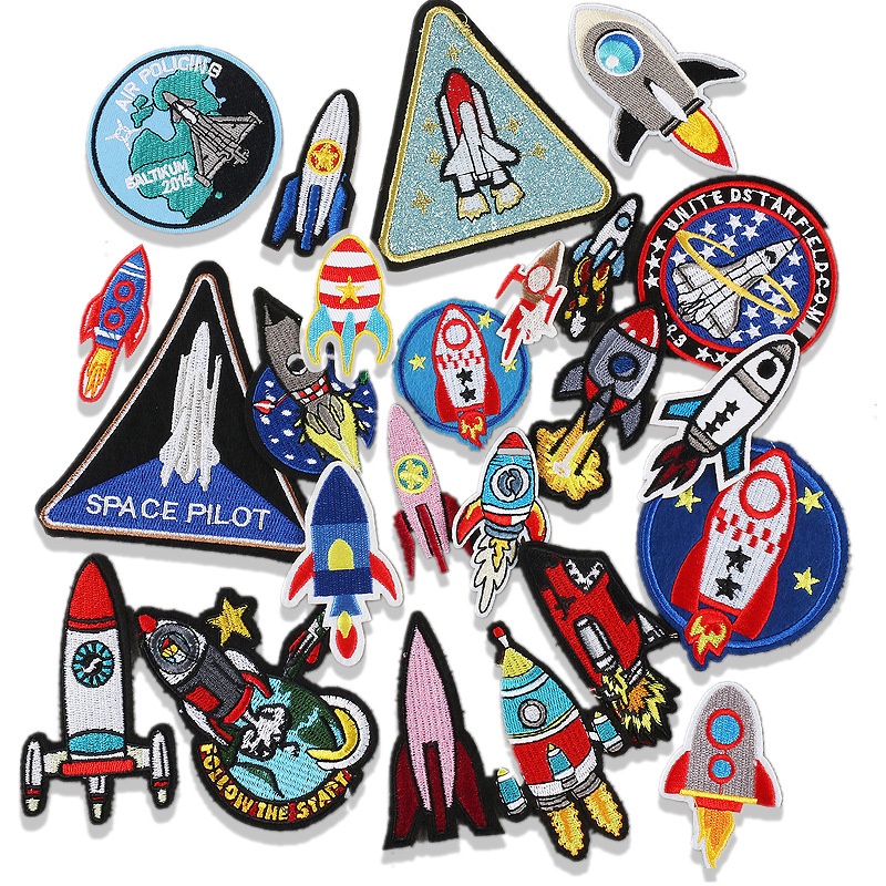 Cartoon Rocket Series Hot Melt Adhesive Ironing Decorative Embroidery ...