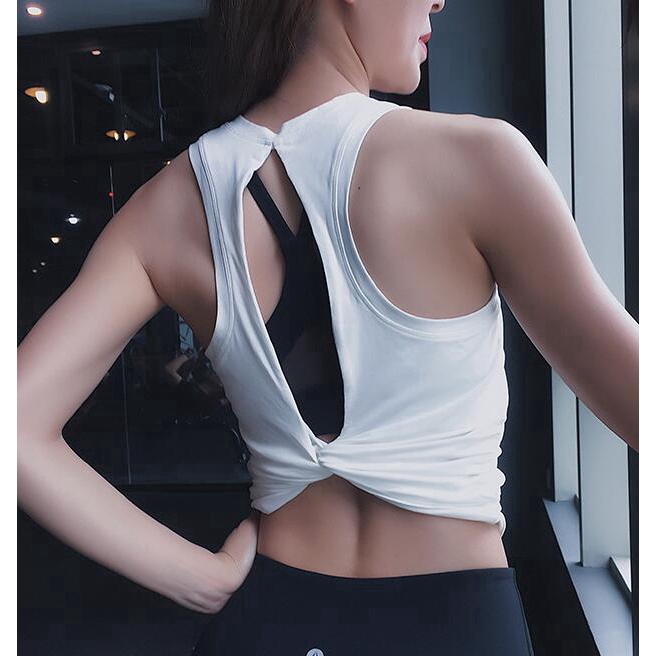 Fitness women's t-shirts workout sports bra yoga vest backless