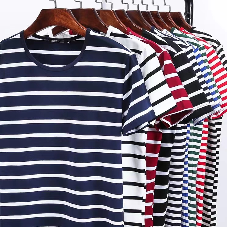 stripe T-shirts Korean Tshirt Short Sleeve T Shirt Spandex Fabric ...