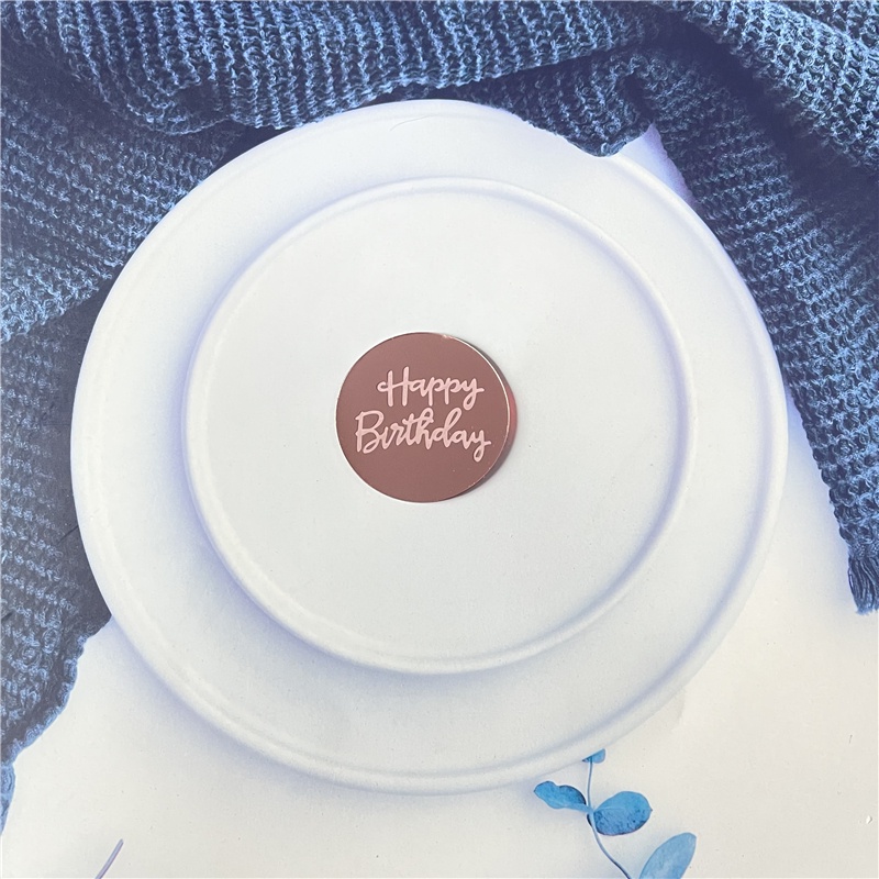 Pack of 5pcs Acrylic Happy Birthday Cake Topper Circle Mini Topper ...