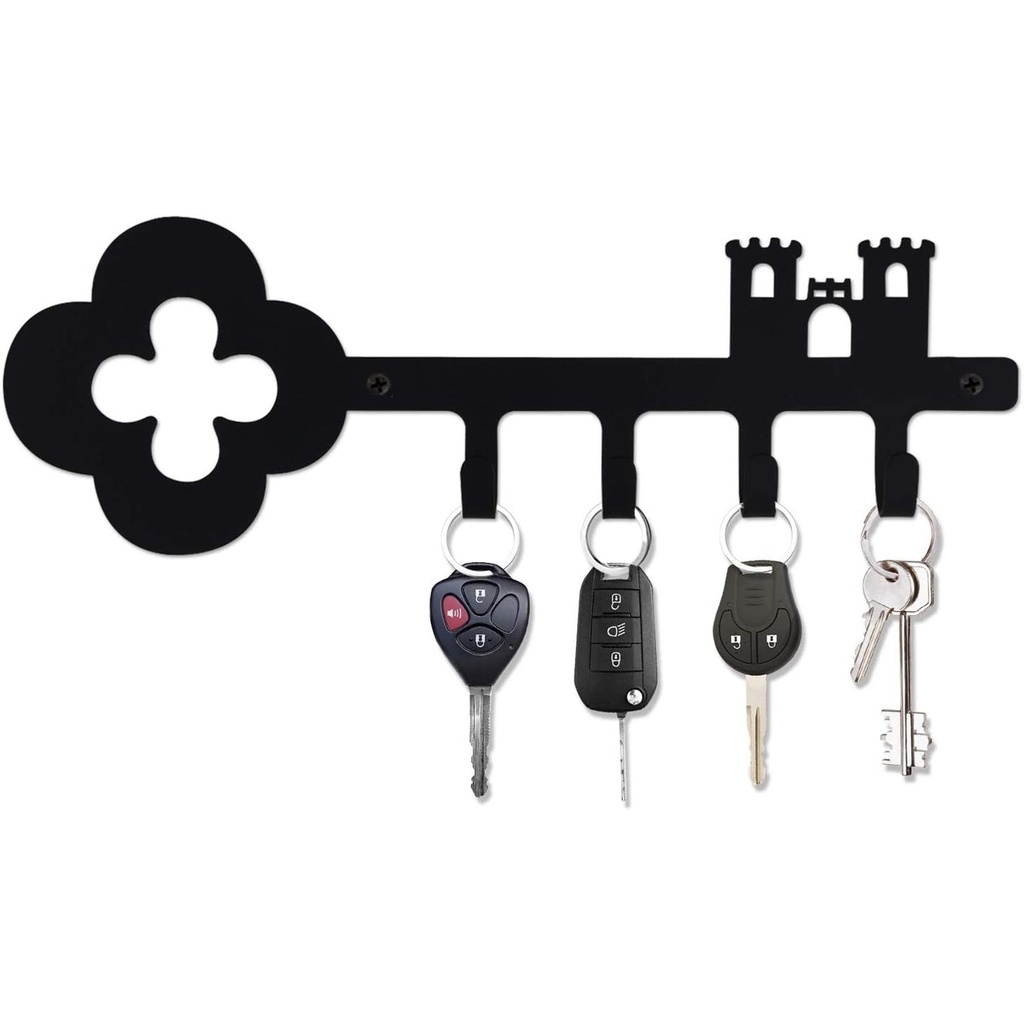 Wall Mounted Iron Key Holder with 4 Key Hooks Organizer for car or