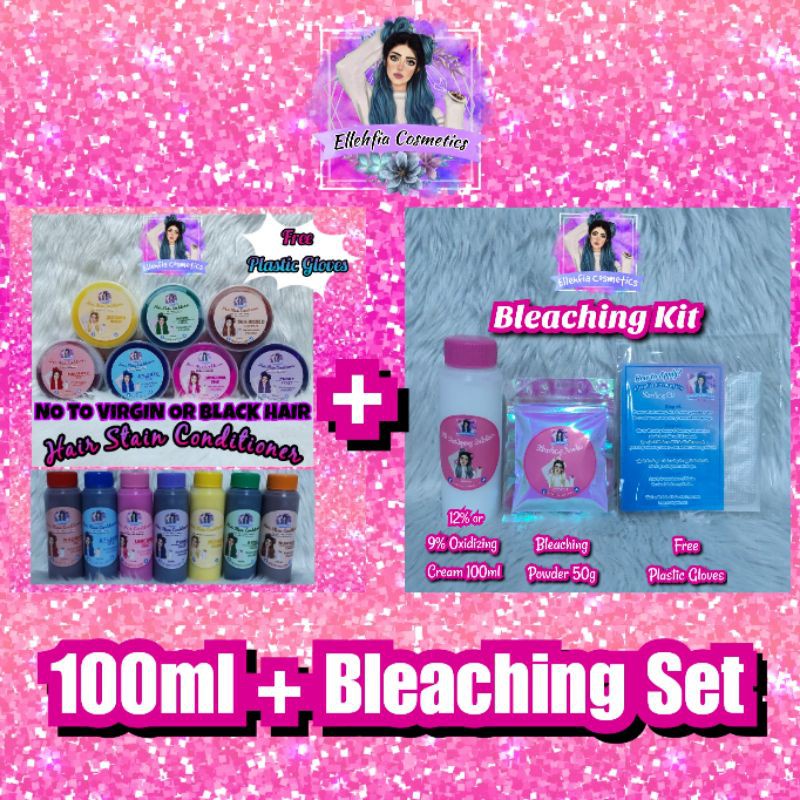 100ML DYE & BLEACH SET (TINTED Hair Stain Conditioner + Bleaching Set