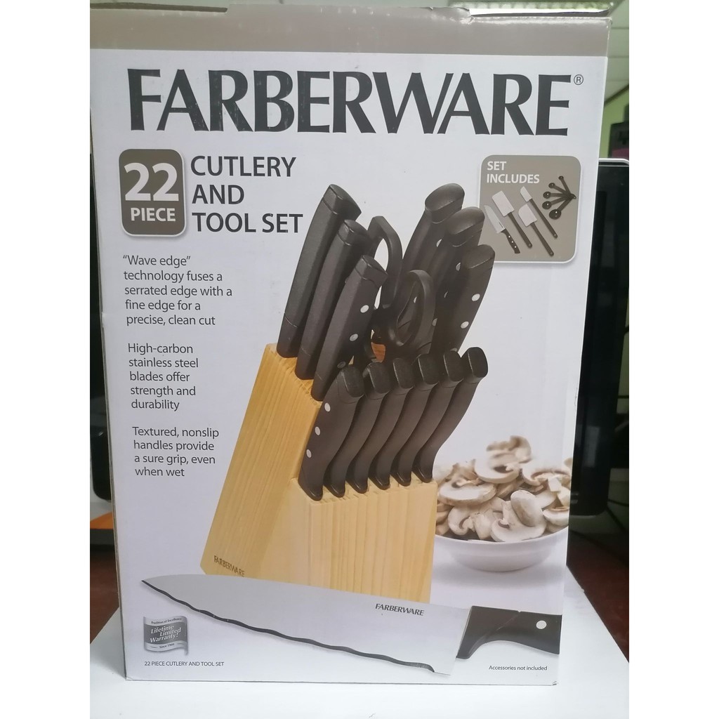 Original Farberware Wave Edge Knife and Tool Set (22pc) Shopee