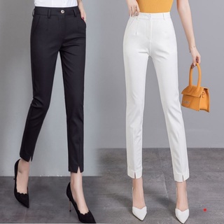 0021）Spring Trouser Suits High Waisted Pants Women Fashion Office Beige  Pants Elegant Casual Woman Pants Fits size 25-30 waistline