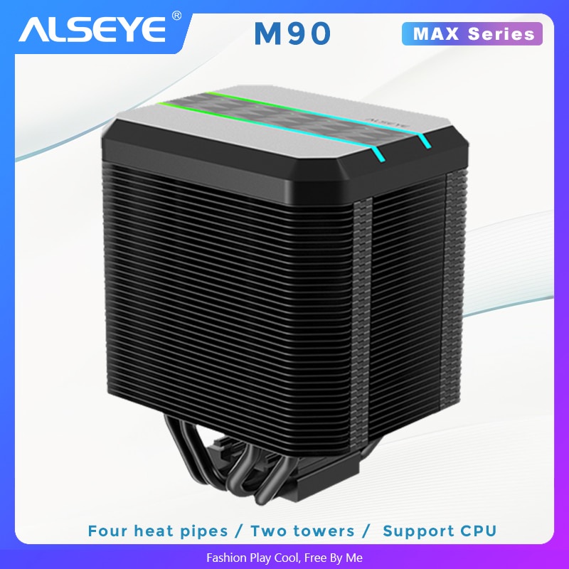 ALSEYE M90 CPU Fan Cooler PWM 90mm 4 Pin 4 Heat Pipe Cooler support X99 ...