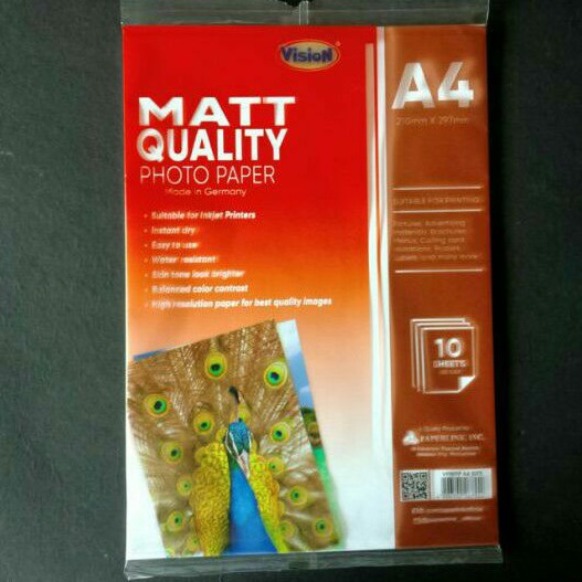 Vision Matte/Glossy finish Photo Paper - 280gsm - A4 (10 sheets ...