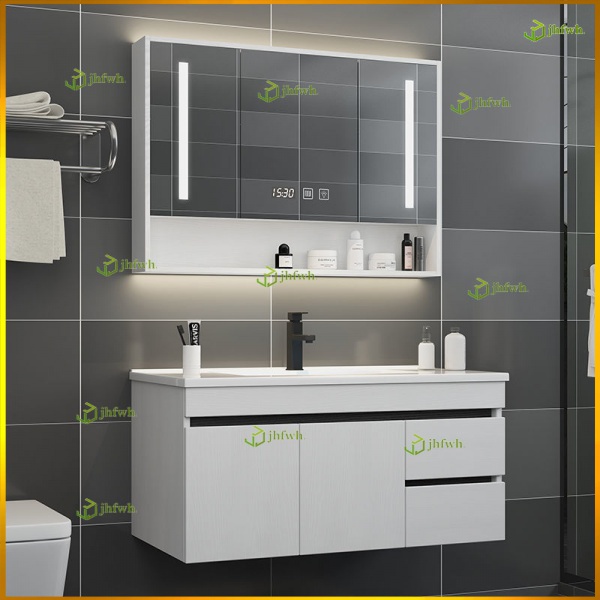 Simple bathroom hanging with mirror toilet pool basin Nordic