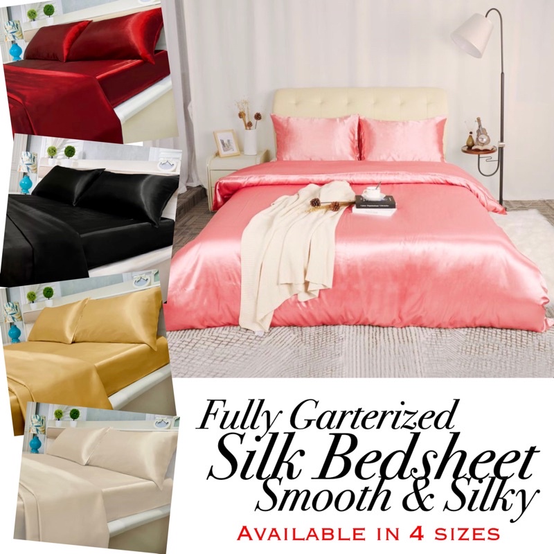 Silk Bedsheet Full Garterized Smooth & Silky Bedsheet Cooling Silk
