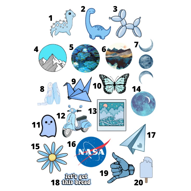 Blue Sticker Pack Vinyl Waterproof /Weatherproof Stickers with Matte ...