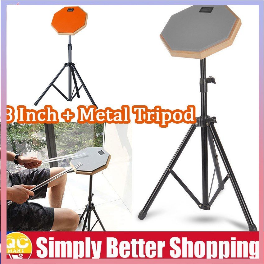 8 Inch Gray Rubber Wooden Dumb Drum Practice Training Drum Pad Stand ...