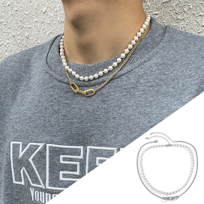 Gold White K Color Necklaces for Men / Retro Creative Geometric Imitate