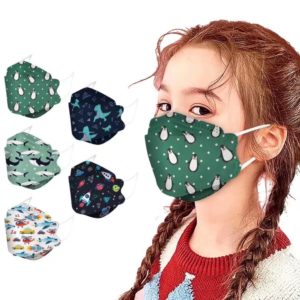 Lucky 10PCS KF94 Korea Design Face Mask Kids Facemask 4ply Fish Shape