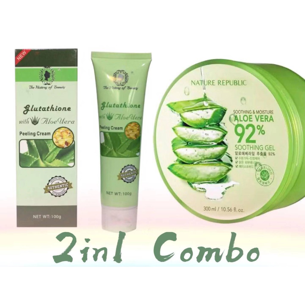 2in1) Glutathione With Aloe Vera Magic Peeling Cream + SOOTHING & MOISTURE  92% ALOE VERA SOOTHING G | Shopee Philippines