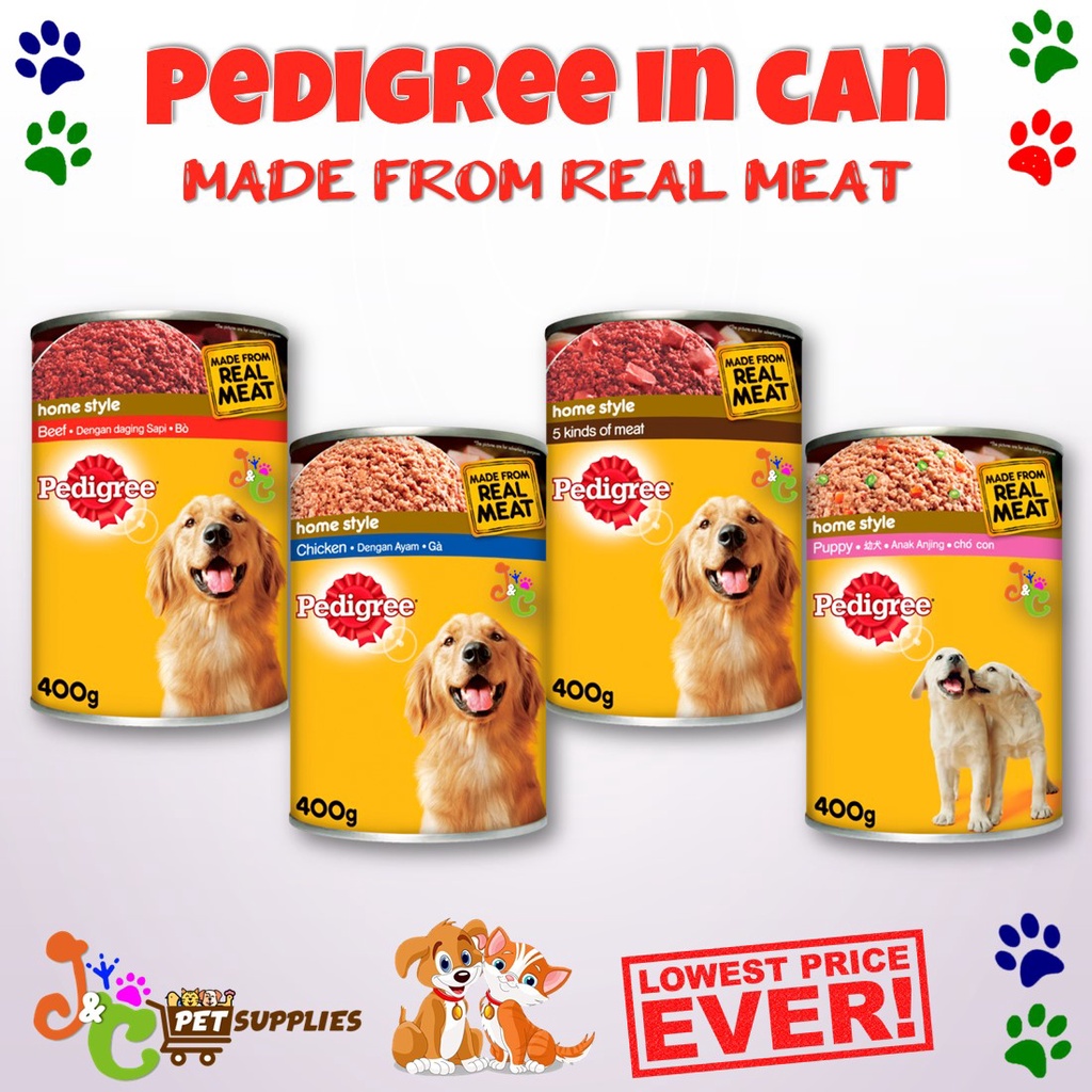 Pedigree Wet Dog Food in Can for Puppy & Adult 400grams | Shopee